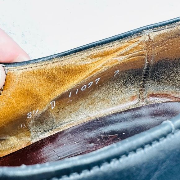 Allen Edmonds Ashland Men Sz 8.5 D Shoe Black Leather Wingtip Derby Brogue Lace - Picture 13 of 13